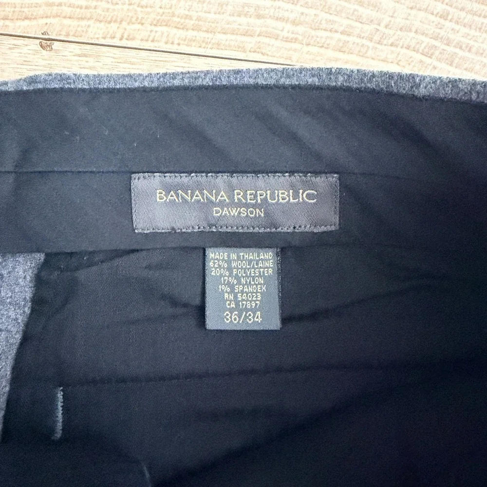 Banana Republic Dawson Dress Pants Mens 36x34 Grey Wool Blend Chino Trousers